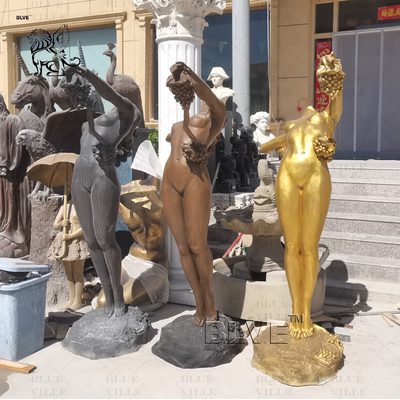 Bronze Statue Greek Grape Goddess Metal Naked Girl Garden Sculpture Life Size Outdoor Decoration