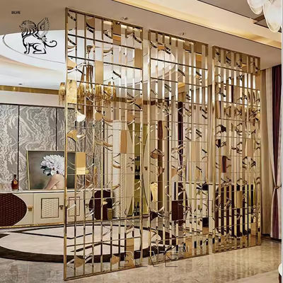 Stainless Steel Screen Rose Gold  Room Divider Indoor Laser Cut Luxury Design