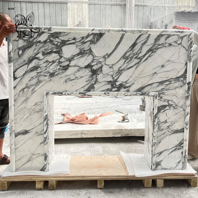 Marble Fireplace Italian Natural Stone Freestanding Luxury Fireplace Mantel Surround European Style Modern