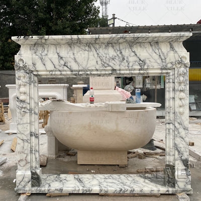 Marble Fireplace Italian Natural Stone Freestanding Luxury Fireplace Mantel Surround European Style Modern