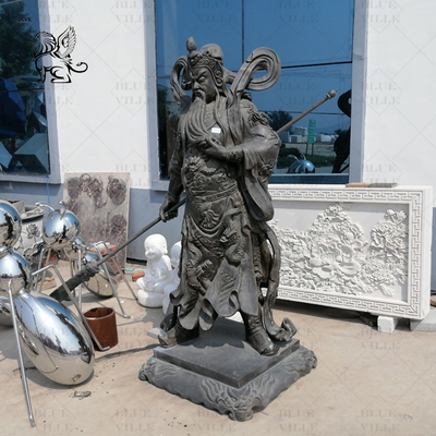 Brass Bronze Guan Gong Statue Life Size Guan Yu Sculpture Metal Eastern Buddha Figure Chinese Classic