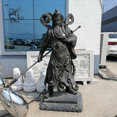 Brass Bronze Guan Gong Statue Life Size Guan Yu Sculpture Metal Eastern Buddha Figure Chinese Classic