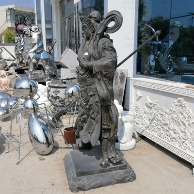 Brass Bronze Guan Gong Statue Life Size Guan Yu Sculpture Metal Eastern Buddha Figure Chinese Classic