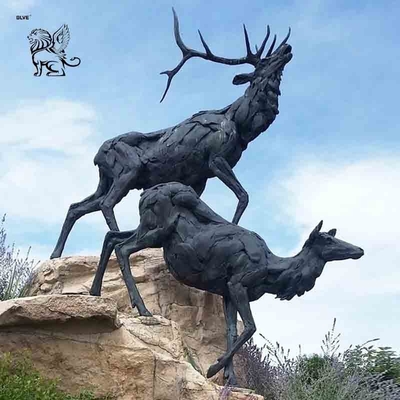 Bronze Large Moose Statue Garden Metal Animal Wild Deer Elk Sculpture Outdoor Decoration Custom