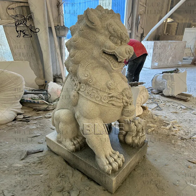 Foo Dog Fengshui Sculpture Hand Carved Granite Lion Statue Guardian Lions Statue Classical Outdoor