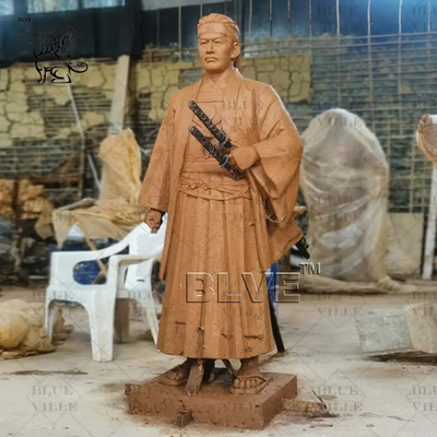 Bronze Life Size Japanese Samurai Hijikata Toshizo Sculpture Metal Warrior Statue Outdoor Garden