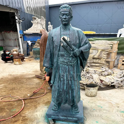 Bronze Life Size Japanese Samurai Hijikata Toshizo Sculpture Metal Warrior Statue Outdoor Garden