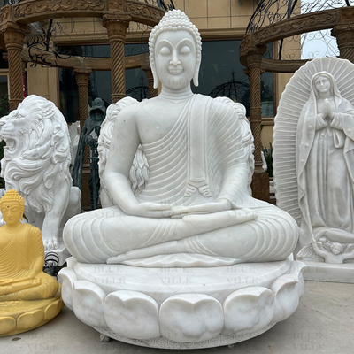 Marble Thai Buddha statues garden White Stone Sitting Thailand Buddha Sculpture Large