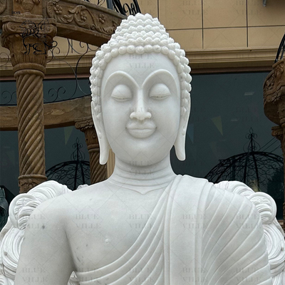 Marble Thai Buddha statues garden White Stone Sitting Thailand Buddha Sculpture Large