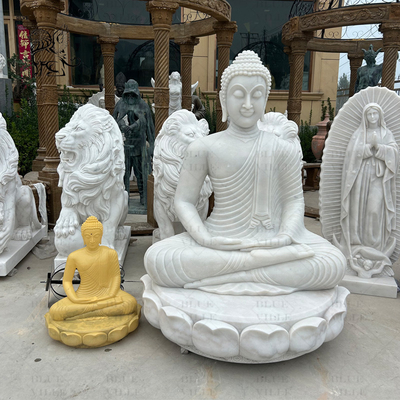 Marble Thai Buddha statues garden White Stone Sitting Thailand Buddha Sculpture Large