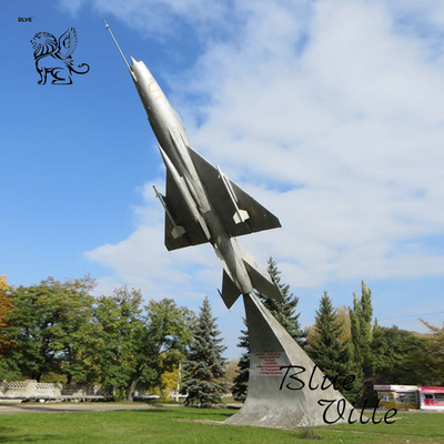Stainless Steel Airplane Sculpture Modern Large Metal Aircraft Statue Outdoor Skyplaza Customized