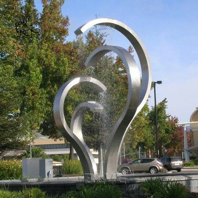 Large Circular Stainless Steel Sculpture Fountain Modern Art Abstract Custom Statue Outdoor Pool Decoration