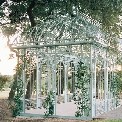 Wrought Cast Iron Garden Gazebo White Outdoor Metal Wedding Gazebo Sunrooms Glass Houses Modern