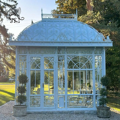 Wrought Cast Iron Garden Gazebo White Outdoor Metal Wedding Gazebo Sunrooms Glass Houses Modern