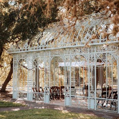 Wrought Cast Iron Garden Gazebo White Outdoor Metal Wedding Gazebo Sunrooms Glass Houses Modern