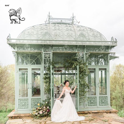 Wrought Cast Iron Garden Gazebo White Outdoor Metal Wedding Gazebo Sunrooms Glass Houses Modern