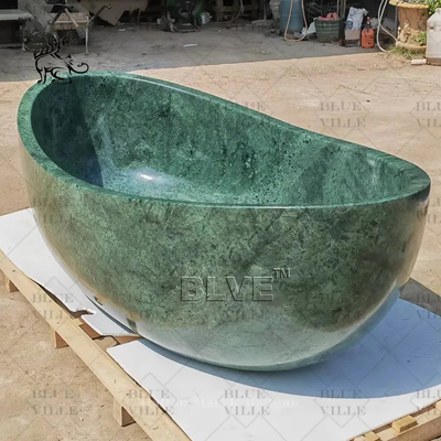 Green Natural Marble Freestanding Bathtub Luxury Soaking Directly Decoration Modern Bathroom