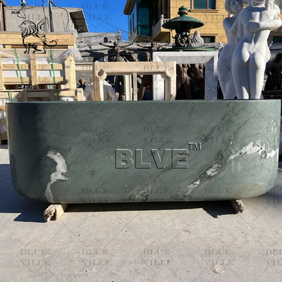 Green Natural Marble Freestanding Bathtub Luxury Soaking Directly Decoration Modern Bathroom