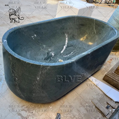 Green Natural Marble Freestanding Bathtub Luxury Soaking Directly Decoration Modern Bathroom