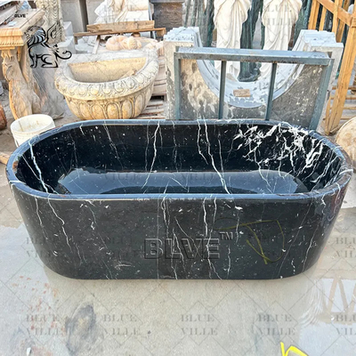 Green Natural Marble Freestanding Bathtub Luxury Soaking Directly Decoration Modern Bathroom