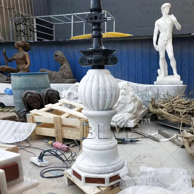 Multicolor Stone Marble Outdoor Fountains Iron lamp Modern Design Beautiful Garden Decoration Large Customized