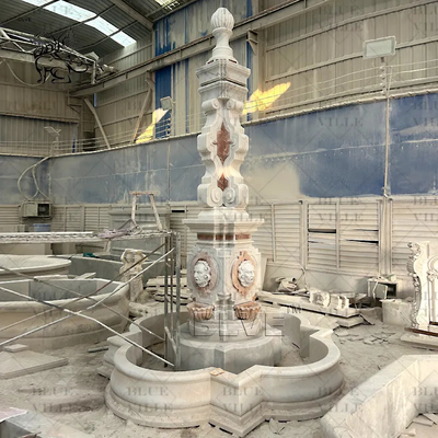 Multicolor Stone Marble Outdoor Fountains Iron lamp Modern Design Beautiful Garden Decoration Large Customized