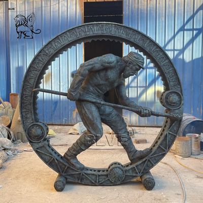 Bronze Miner Sculpture Metal Worker Man Statue Life Size Garden Casting Outdoor Decoration Custom