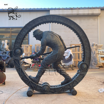 Bronze Miner Sculpture Metal Worker Man Statue Life Size Garden Casting Outdoor Decoration Custom