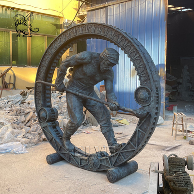 Bronze Miner Sculpture Metal Worker Man Statue Life Size Garden Casting Outdoor Decoration Custom