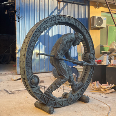 Bronze Miner Sculpture Metal Worker Man Statue Life Size Garden Casting Outdoor Decoration Custom
