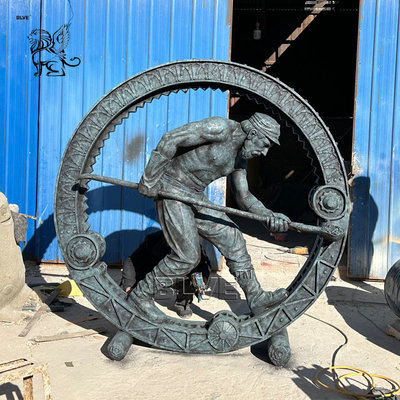 Bronze Miner Sculpture Metal Worker Man Statue Life Size Garden Casting Outdoor Decoration Custom