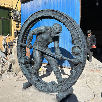 Bronze Miner Sculpture Metal Worker Man Statue Life Size Garden Casting Outdoor Decoration Custom