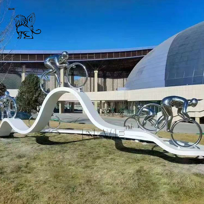 Cycling Track Stainless Steel Sculptures Sport Abstract Metal Sculpture Art Park Large Decorative Outdoor
