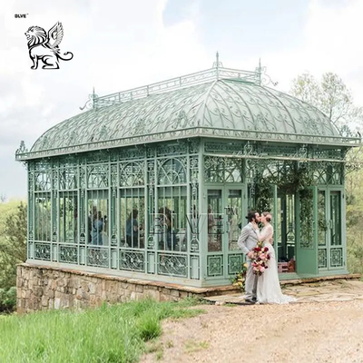 Wrought Iron Sunroom Metal Iron Gazebo Light Green House Wedding Decorative Outdoor Custom