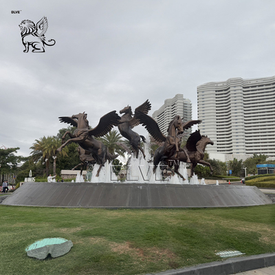 Bronze Horses Fountain Outdoor Horse Sculpture Water Fountain Modern Large Size Garden Decoration