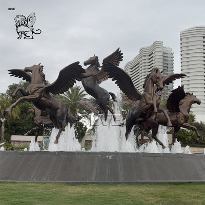 Bronze Horses Fountain Outdoor Horse Sculpture Water Fountain Modern Large Size Garden Decoration