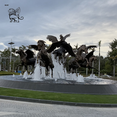 Bronze Horses Fountain Outdoor Horse Sculpture Water Fountain Modern Large Size Garden Decoration