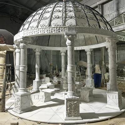 White Marble Wedding Gazebo Marble Bench Hand Carved Large Natural Stone Gazebo Outdoor Luxury