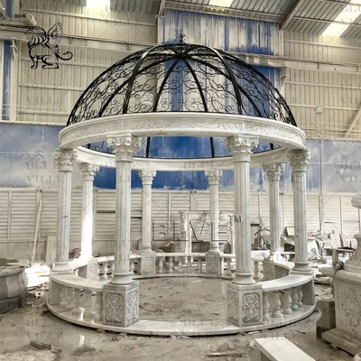 White Marble Wedding Gazebo Marble Bench Hand Carved Large Natural Stone Gazebo Outdoor Luxury