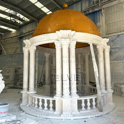 White Marble Wedding Gazebo Marble Bench Hand Carved Large Natural Stone Gazebo Outdoor Luxury