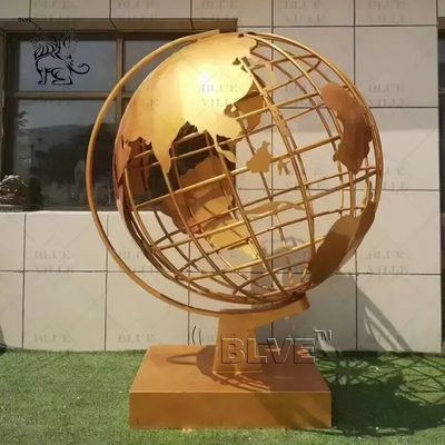 Stainless Steel The Earth Sculpture Metal Whole World Globe Statue Hollow Art Ball Outdoor Sculptures Large