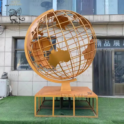 Stainless Steel The Earth Sculpture Metal Whole World Globe Statue Hollow Art Ball Outdoor Sculptures Large