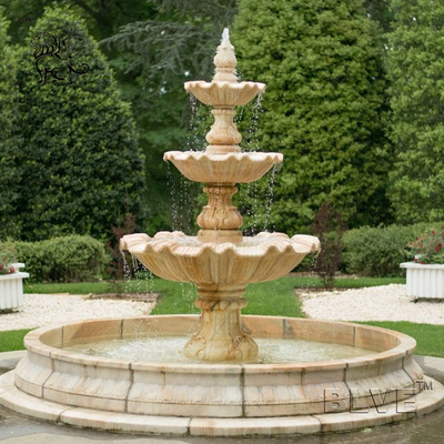 White Marble Front Yard Water Fountain Stone Garden Flowerpots Fountains Large Outdoor Decoration Square