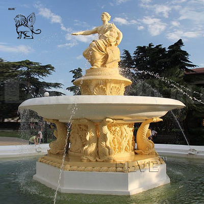 White Marble Front Yard Water Fountain Stone Garden Flowerpots Fountains Large Outdoor Decoration Square