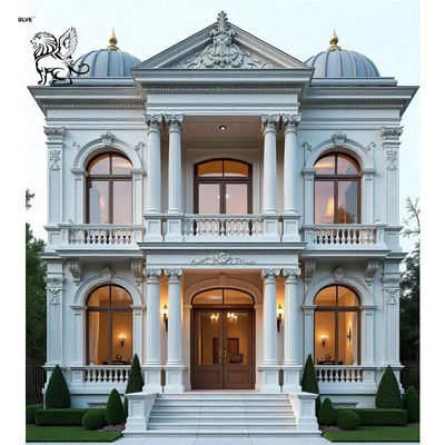 White Stone Building Pillars Marble Roman Corinthian Columns House Villa Design Decorative