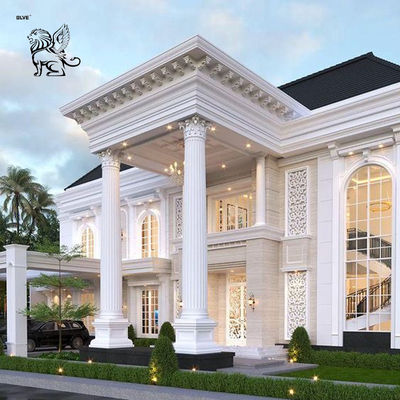 White Stone Building Pillars Marble Roman Corinthian Columns House Villa Design Decorative