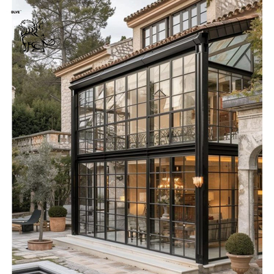 Wrought Iron Sun Room Greenhouse Green Metal Bay Window Entrance Doors Living Room Balcony