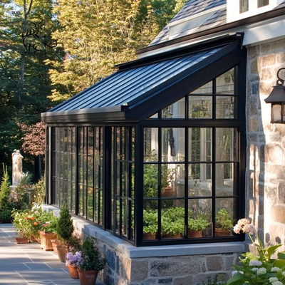 Wrought Iron Sun Room Greenhouse Green Metal Bay Window Entrance Doors Living Room Balcony