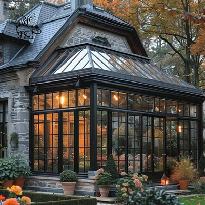 Glass Sunroom Entrance Door Wrought Iron Waterproof Greenhouse Metal Villa House Decoration
