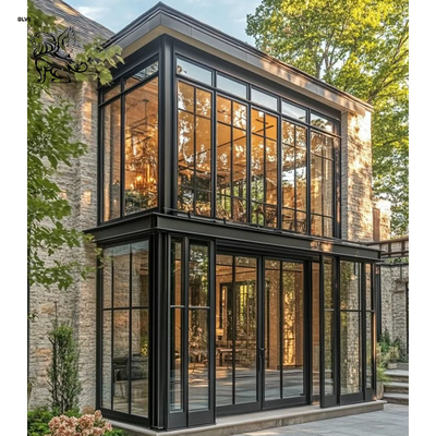 Glass Sunroom Entrance Door Wrought Iron Waterproof Greenhouse Metal Villa House Decoration